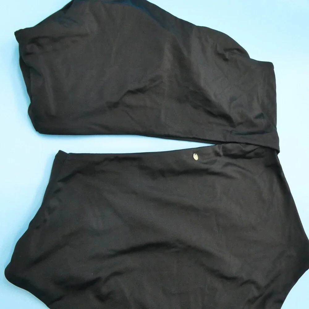 Victorias Secret XL Black One Shoulder Cutout Padded One Piece Swimsuit Beach VS